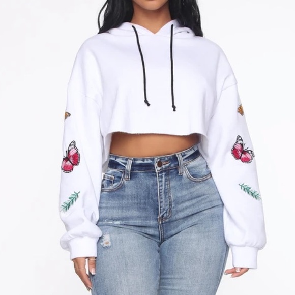 NWOT Butterfly Cropped Hoodie - Picture 2 of 7